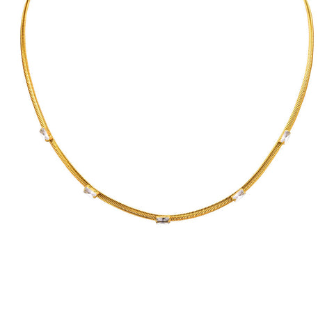Cubic Zirconia Snake Chain Necklace Bracelet for Women  -JW00371-Veeddydropshipping
