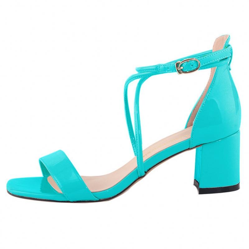 Women Thick High Heels Summer Wedding Ankle Strap Female  White-BS00835-Veeddydropshipping