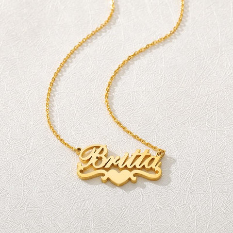 Stainless Steel Custom Name Necklaces With Heart Simple -JW01236-Veeddydropshipping