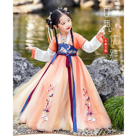Girls Hanfu Chinese Style Dresses 2022 New Children&#39;S Tang-TB00866-Veeddydropshipping