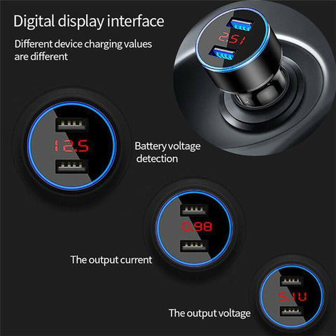 3.1A QC3.0 2 USB Car Charger 12-24V LED Digital Car Adapter-PA01124-Veeddydropshipping