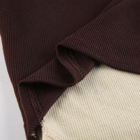 Women Contrast Color Irregular Halter Neck Slim Short T-Shirt-Veeddydropshipping