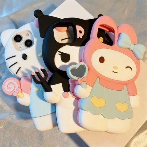 Cute 3D Lovely Girls Cartoon Silicone Case for iPhone 11 12 13 14 Pro Max XS Max-PA00153-Veeddydropshipping