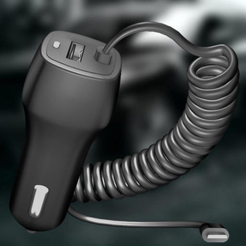 USB Car Charger With Spring USB Cable Cigarette-PA01197-Veeddydropshipping