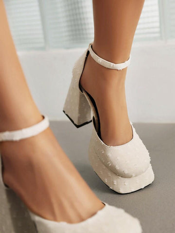 Strap Chunky Heel Gold Silver Bling Sandals Fashion Sexy Marry Jane-BS00820-Veeddydropshipping