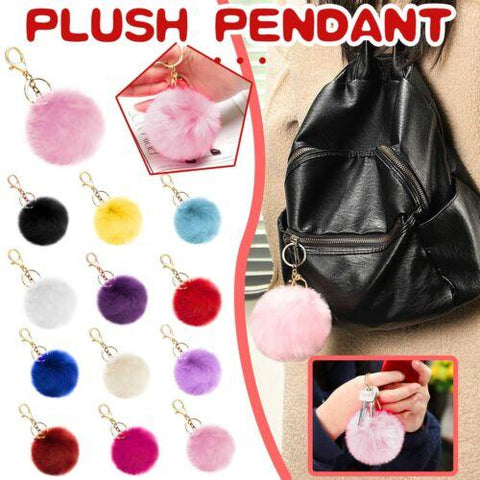 Fluffy Rabbit Fur Chain Car Key Ring-WF01062-Veeddydropshipping