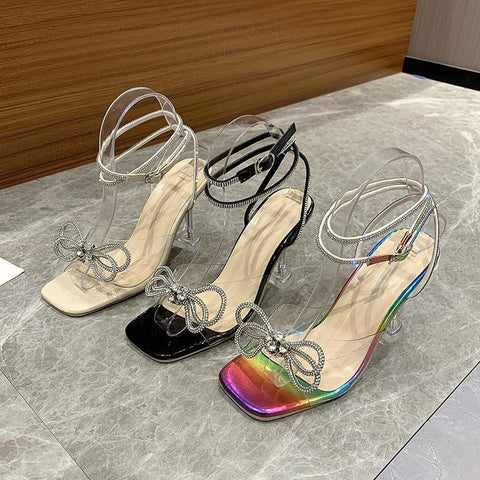 Sandals Rhinestone Bow-knot Women Sandal PVC Jelly Pumps-BS00877-Veeddydropshipping