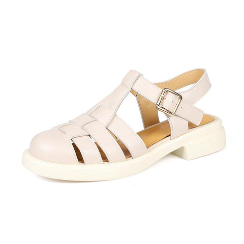 Leather Luxury Roman Sandals Casual Buckle Strap Summer-BS00854-Veeddydropshipping