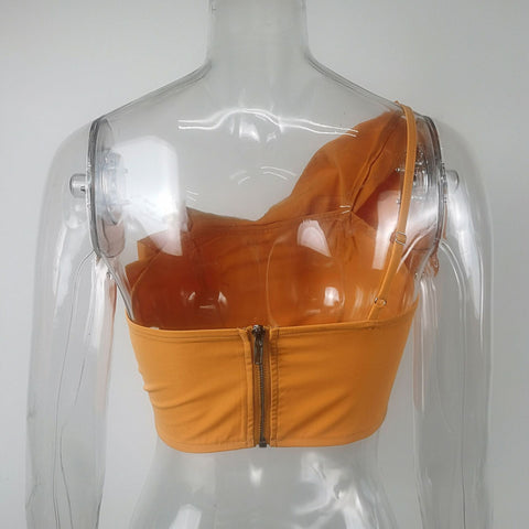 One Shoulder Crop Top Women Hollow Out Elegant T Shirts-WF00181-Veeddydropshipping