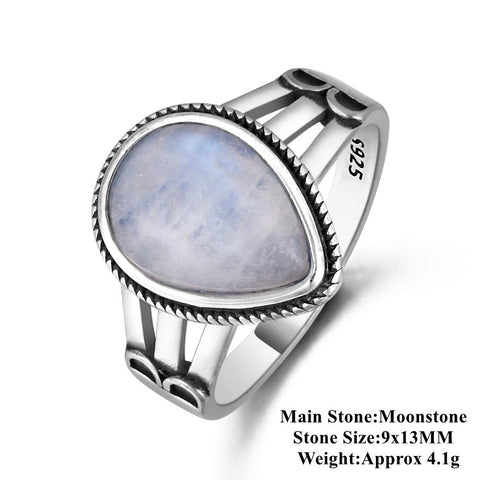 Natural Moonstone For Men Women 925 Sterling Silver Jewelry Ring -JW00057-Veeddydropshipping