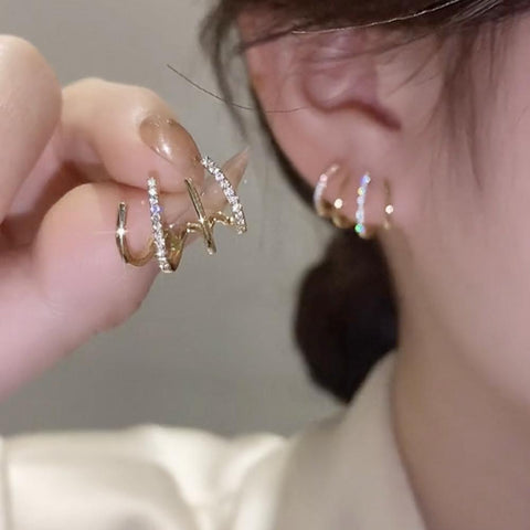 Trend Chains Love Earrings for Women Inlaid Dazzling CZ Stone Korean-JW01452-Veeddydropshipping