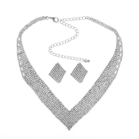 Luxury Crystal Bridal Wedding Jewelry Sets African Beads  -JW00335-Veeddydropshipping