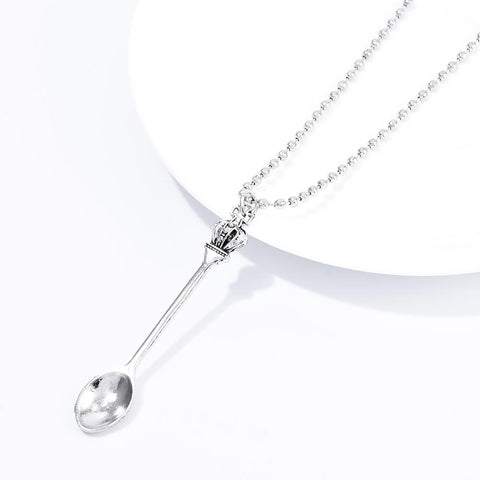 Mini Tea Spoon Shape Pendant Long Chain Necklace-JW01270-Veeddydropshipping