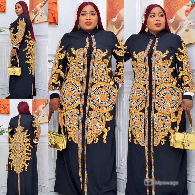 African Chiffon Loose Long Dashiki Dress-WF01659-Veeddydropshipping