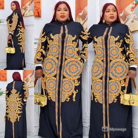 African Chiffon Loose Long Dashiki Dress-WF01659-Veeddydropshipping