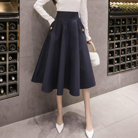 Elegant High Waist Women Fashion Long Skirts-WF00378-Veeddydropshipping