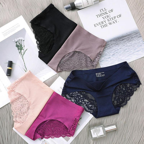 Sexy Women Underwear Lace Ice Silk Panties-WF00850-Veeddydropshipping