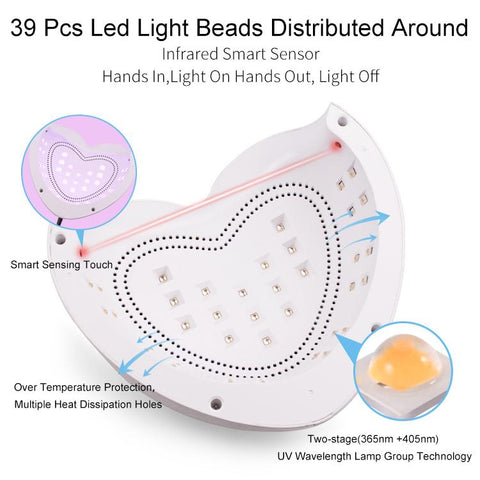Nail Dryer Red Light Heart Shape for Curing Polish Gels-BH01089-Veeddydropshipping