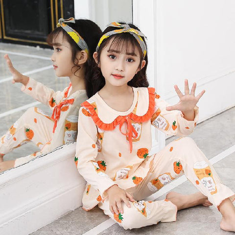 2 Pcs Cotton Girls Pajamas Sets Autumn Winter Long Sleeve Girls-TB01057-Veeddydropshipping