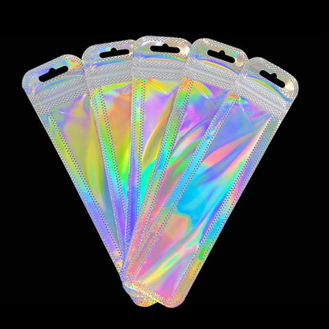 50pcs Iridescent Bag Transparent Laser Thicken Plastic Bags -JW01661-Veeddydropshipping