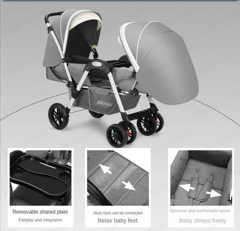 Twin baby stroller baby can sit and lying,double baby stroller carriage-TB00380-Veeddydropshipping