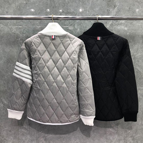 Diamond Lattice Turtleneck Cotton-Padded Pullovers-MF01184-Veeddydropshipping