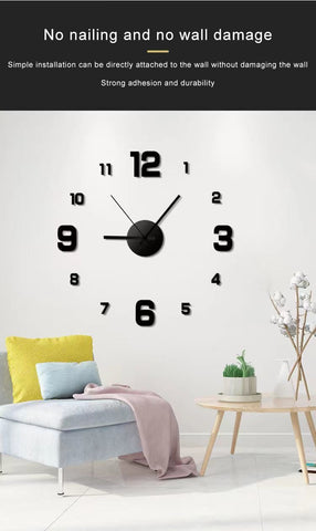 3D Wall Clock Luminous Frameless Wall Stickers-HA00205-Veeddydropshipping