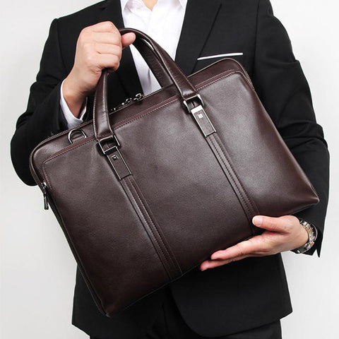 Men Leather Business Bag 15.6&quot; Laptop Bag 14 Male Office Bag-BS00431-Veeddydropshipping