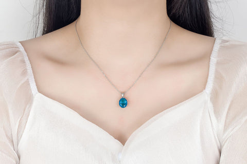 925 Sterling Silver Jewelry Sets  Ellipse Zircon Ring Necklace Earrings  -JW00200-Veeddydropshipping