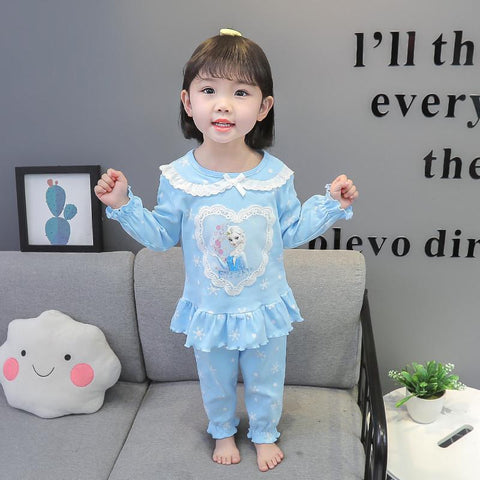 Girls Frozen Pajamas Kids Anna Elsa Cartoon Long Sleeve Clothing-TB01048-Veeddydropshipping