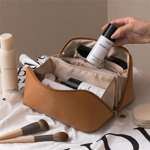 Portable Leather Makeup Pouch Women Waterproof Bathroom-BS00545-Veeddydropshipping