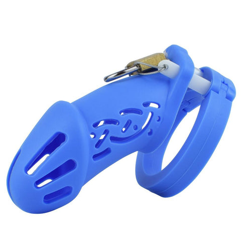 Pink Silicone Chastity Cage with 5 Penis Rings Soft Adjustable Cock Lock Flexible -BH01210-Veeddydropshipping