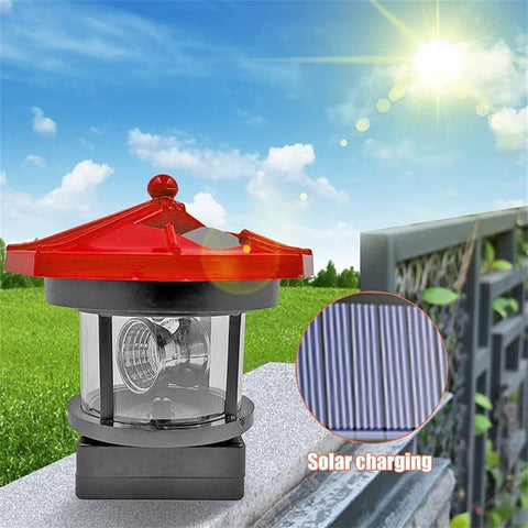 Solar Lights Lighthouse Lawn Light Plastic LED 360-degree Rotating-TI00852-Veeddydropshipping