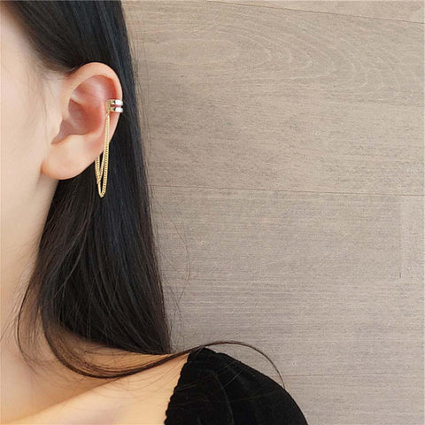 Long Tassel Ear Cuff No Piercing Hook Clip Earrings for Women Simple -JW01433-Veeddydropshipping