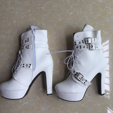 Platform Lace Up High Heel Short Female Buckle Autumn-BS00904-Veeddydropshipping