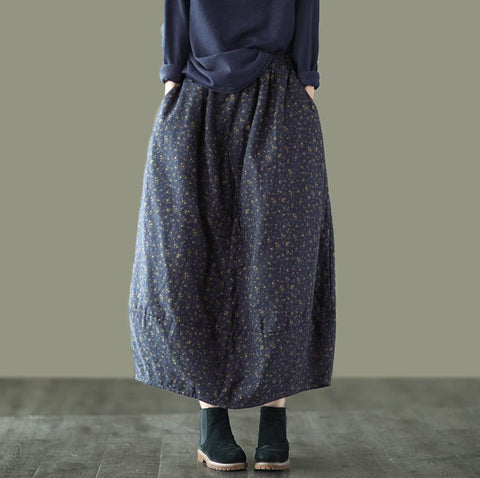 Women Retro Print Loose Thick Fashion A-Line Skirts-WF00445-Veeddydropshipping