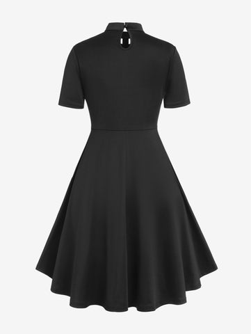Plus Size Dresses Panel Ladder Cutout Mini Dress-WF00125-Veeddydropshipping