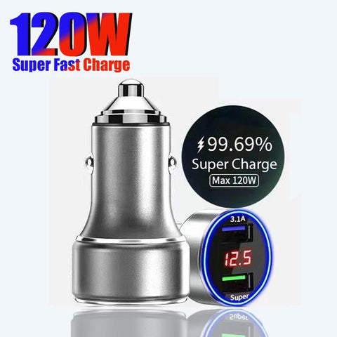USB Car Charger 120W 2 Port Fast Charging Adapter-Veeddydropshipping