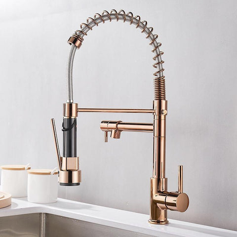 Kitchen sink copper pull kitchen faucet double-TI00607-Veeddydropshipping