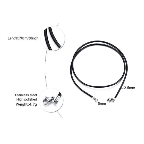 Leather Necklace Chain For Women Men Stainless Steel -JW01224-Veeddydropshipping