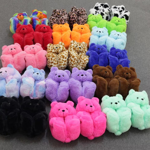 winter velvet Keep warm women shoes Striped Teddy Bear-BS01163-Veeddydropshipping