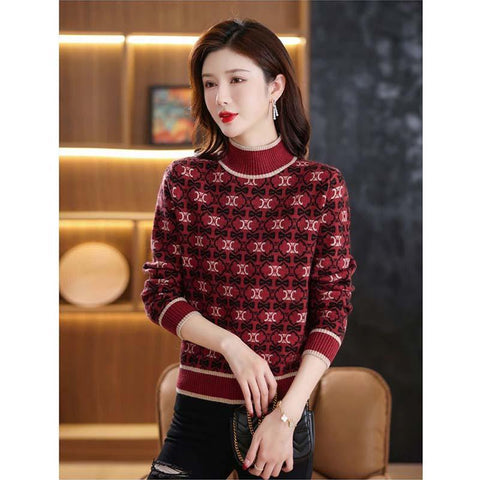 Women Vintage Long Sleeve Sweaters Neck Loose-Veeddydropshipping