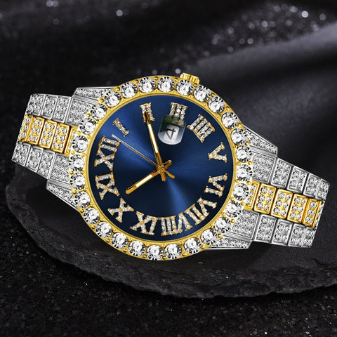 Luxury Gold Stainless Steel Full Diamond  Quartz Wristwatches-JW00746-Veeddydropshipping