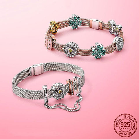 Mesh Bracelet 925 Silver Gold Color Sparkling Clasp  Bracelet -JW00926-Veeddydropshipping