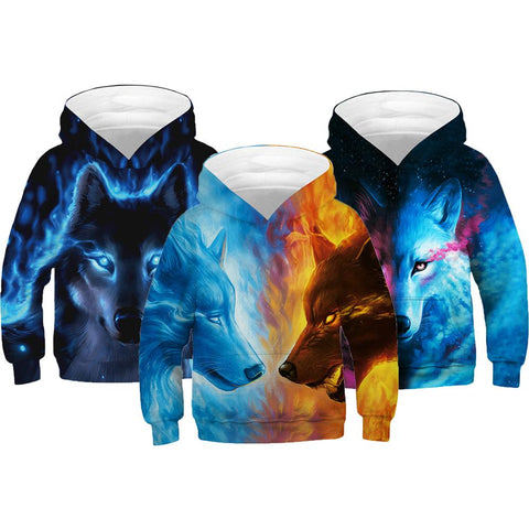 Wolf Tiger 3D Print Boys Hoodies Teens Spring Autumn Outerwear Kids-TB01339-Veeddydropshipping