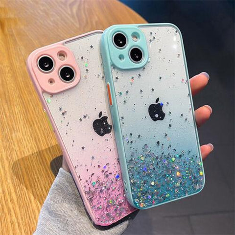 Case For iPhone 14 13 12 11 Pro Max XR 8 7 Glitter Clear Shockproof Phone Cover-PA00119-Veeddydropshipping