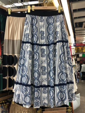 Gradient Thick Skirt A-line Vintage Pleated Long Skirts-WF00486-Veeddydropshipping