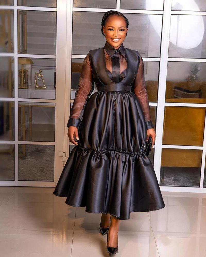 African Women Long Sleeve O-neck Dress-Veeddydropshipping