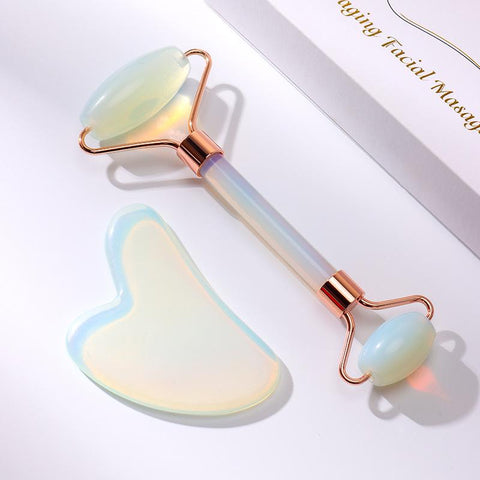 Face and Gua Sha Set - Beauty Cosmetic Facial Skin Roller Opal-BH01394-Veeddydropshipping