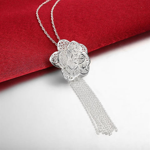 925 sterling Silver Jewelry set  flower-JW00212-Veeddydropshipping